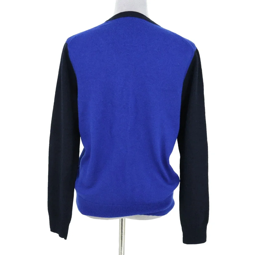 Express Sweater Womens Medium Blue Black Extra Fine Merino Wool Pullover